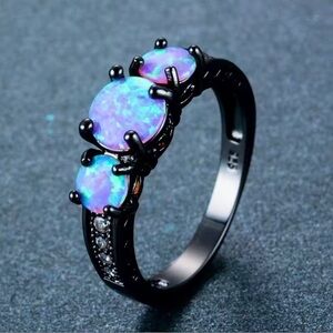 Elegant Black and Mystic Blue Opal Ring
